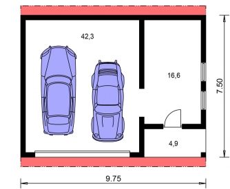 Floor plan of ground floor - DVOJGARÁŽ E